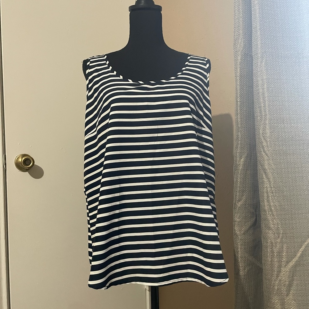 Faded Glory Sleeveless Blouse Striped Print XL